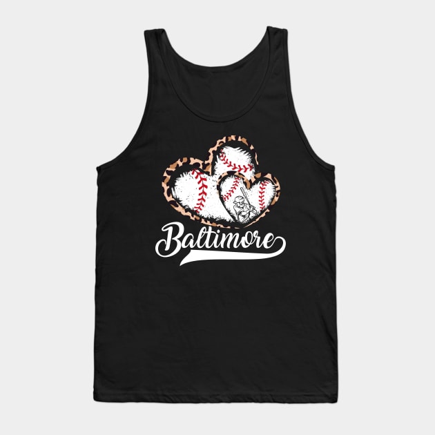 Baltimore, leopard, Baseball, Twin hearts, baseball lover Tank Top by Sandra Holloman